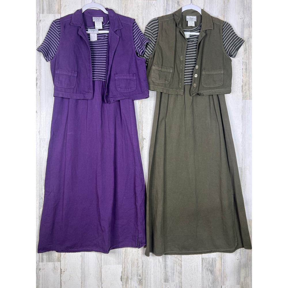 Studio Ease Maxi Dress Vest Set 6P Vintage 90s Cottagecore 2pc